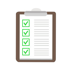 Clipboard icon with checklist. Vector