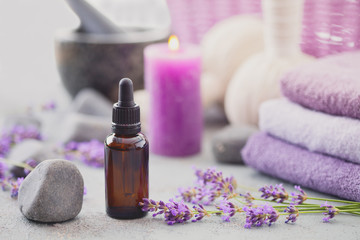 Fototapeta na wymiar aromatherapy lavender oil