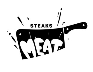 Steak emblem. The knife cuts the meat