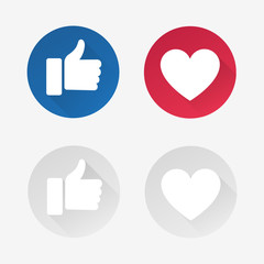 Like and love social media icons set for web use