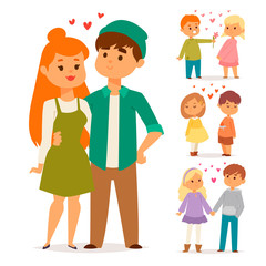 Couple in love vector characters togetherness happy smiling people romantic woman amorousness together adult relationship.