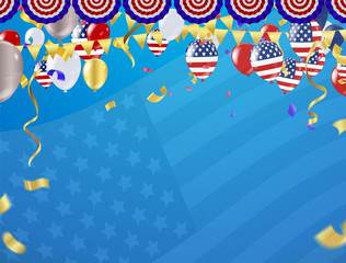 independence day 4th july. Happy independence day. fourth of july day of the usa American national flag and balloons colors paint stroke