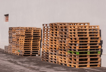 Pallets stacked neatly