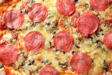 Tasty Italian pizza, top view