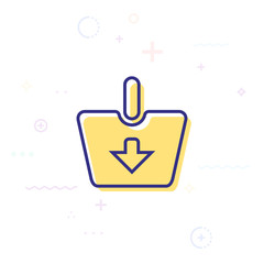 Obraz premium Add to Shopping Cart icon with down arrow, vector