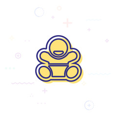 Obraz premium Baby Kid Child Happy Minimalistic Flat Color Line Stroke Icon Pictogram Symbol