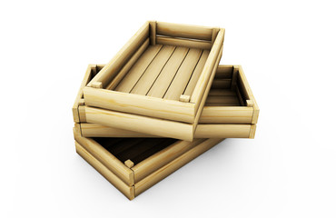 Wooden crate empty perspective and front Isolated on White Background.Easy editable for your design