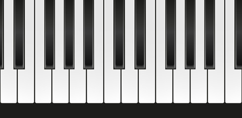 Vector seamless realistic piano keyboard on black background