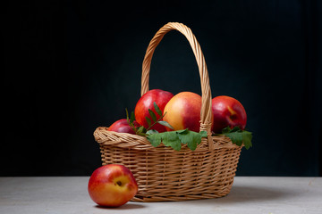 nectarines peaches fruit fresh natural ripe fruit red color