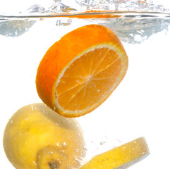 orange and lemon in water