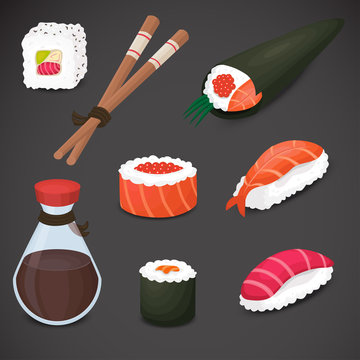 Sushi vector icon. Detailed, 3d, realistic art.