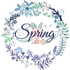 Fototapeta premium Card with spring flowers and branches. Stock vector