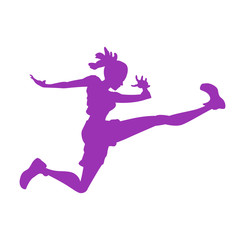 Silhouette of a woman in a jump, triathlon