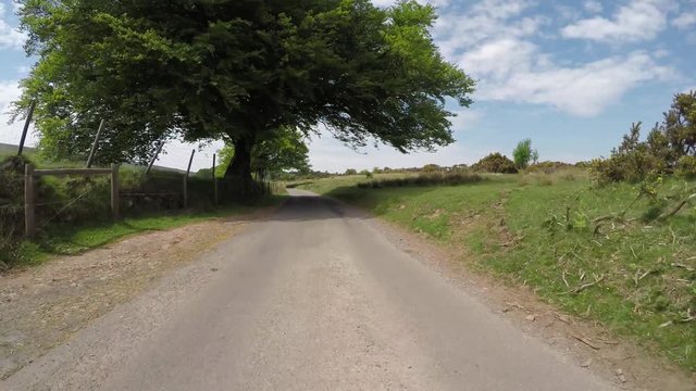 POV driving through Dunkery Beacon hill on Exmoor National Park in Somerset England