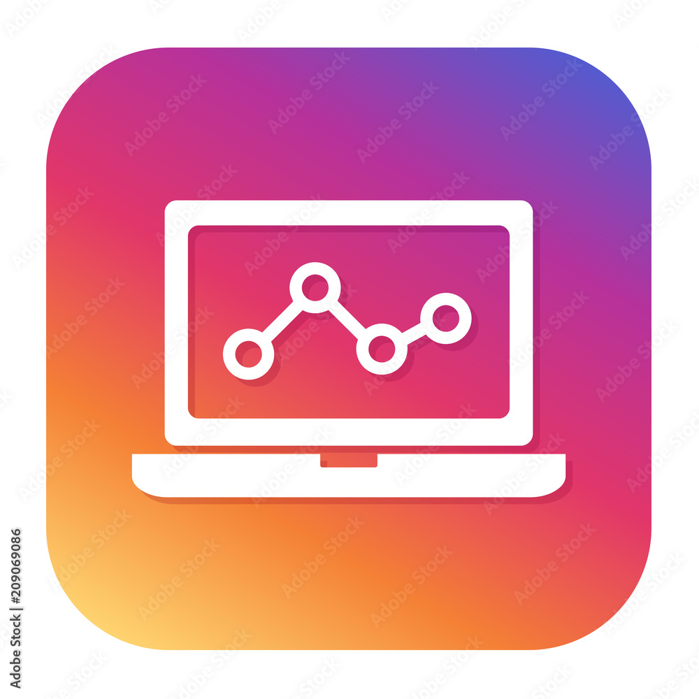 Poster analytics icon with hipster button. monitoring button. laptop symbol.