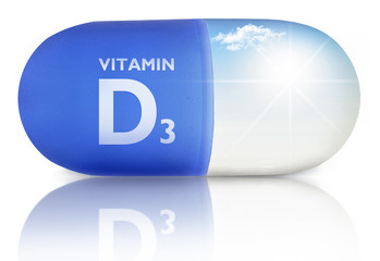 Vitamin d pill concept, sunshine inside a capsule