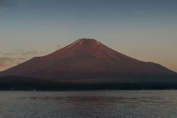 Aka Fuji , Mt.Fuji with red color in summer sunrise