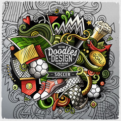 Soccer cartoon vector doodle illustration