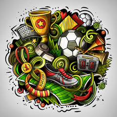 Cartoon vector doodles Football illustration