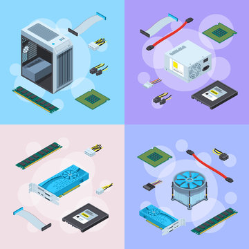 Vector isometric electronic devices concept illustration