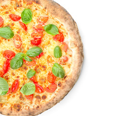 Delicious pizza on white background