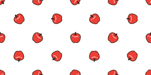 apple seamless pattern vector fruit isolated cartoon wallpaper repeat background