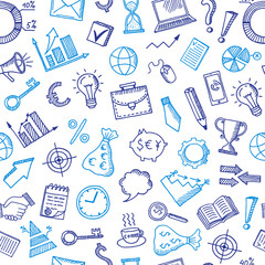 Vector business doodle icons background or pattern illustration