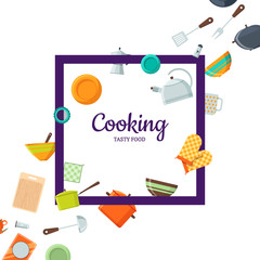 Vector kitchen utensils flat icons