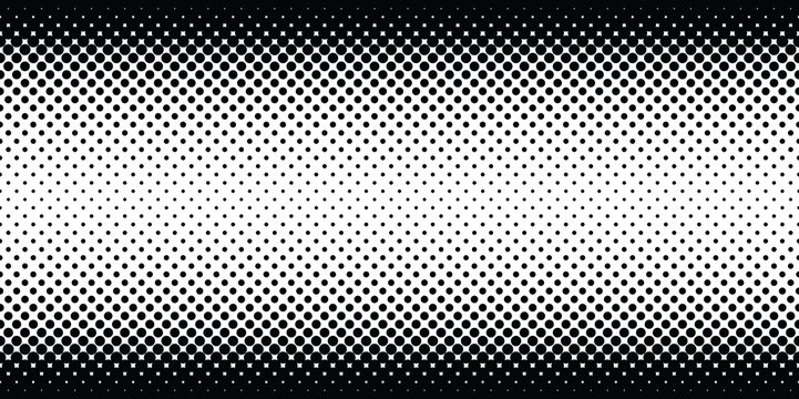 Endless halftone texture, endless halftone dots gradient, abstract background texture, retro style, black and white vector graphic