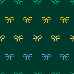 Seamless Background with Colorful Bows. Trendy Pattern for Postcard, Print, Banner or Poster. Little Pretty Bows For Party Decoration, Wedding, Birthday or Anniversary Invitation. Vector