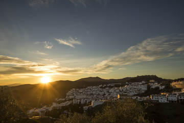 Obraz premium Almogia white village at sunset in Malaga province, Spain