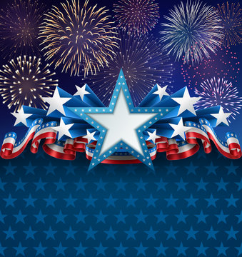 Patriotic American Background with Fireworks
