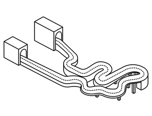 highway and tunnel isometric vector illustration design