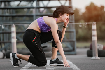 Women stretching for warming up before running or working out. Fitness and healthy lifestyle concept.