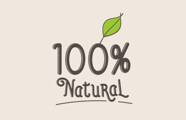 100% natural word text typography design logo icon