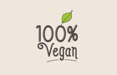 100% vegan word text typography design logo icon