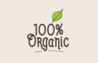 100% organic word text typography design logo icon