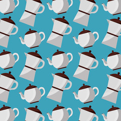 coffee and tea time coffee maker and teapot pattern vector illustration