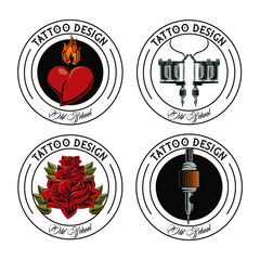 Set of tattoo design emblems collection vector illustration graphic