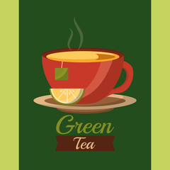 green tea cup fresh delicious drink vector illustration