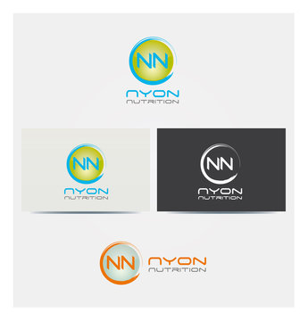 Logo Lettre N, NN dans un Cercle, Icone Carte et Charte Graphique Entreprise Plusieurs Couleurs