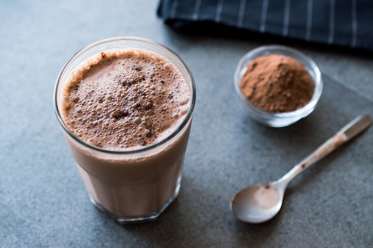 Chocolate Protein Shake Smoothie With Whey Protein Powder