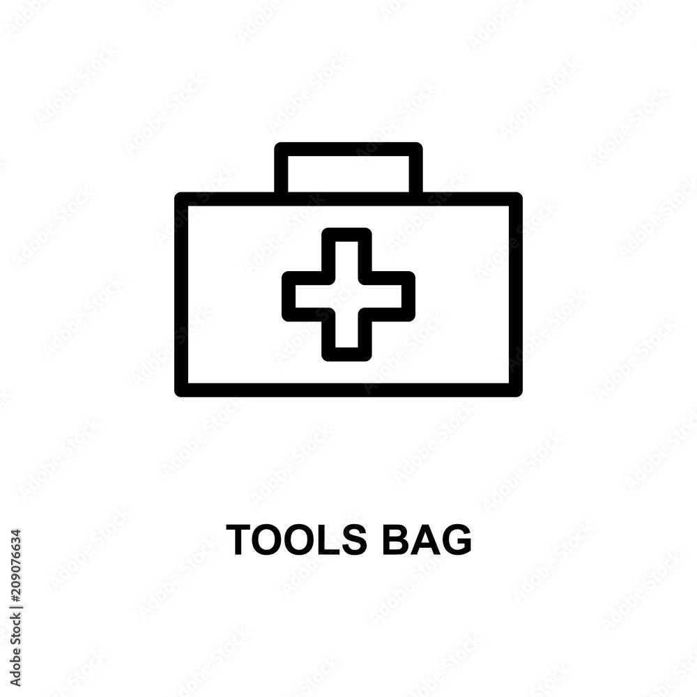 Poster tools bag line icon. element of treatment icon for mobile concept and web apps. thin line tools bag 
