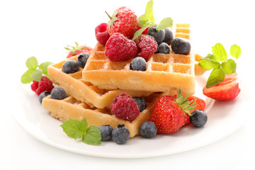 waffles with berries fruits