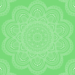 Seamless pattern with mandala ornament. Hand drawn vector illustration