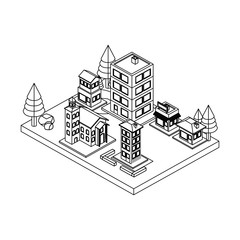 city scape isometric scene vector illustration design