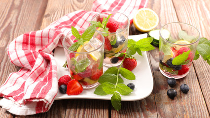 fruit cocktail with ice cube