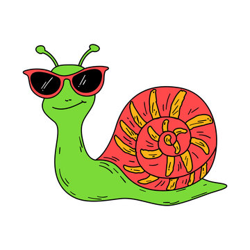 Cartoon snail wearing glasses