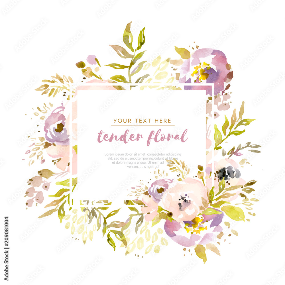 Wall mural Soft rustic floral background template