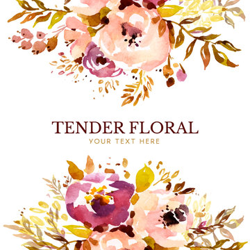 Soft rustic floral background template